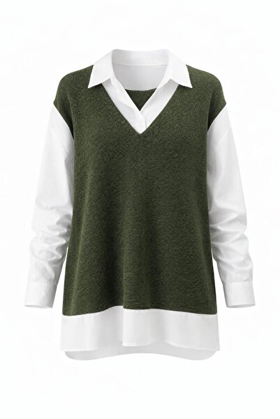 TR GÖMLEK DETAYLI TRİKO SÜVETER