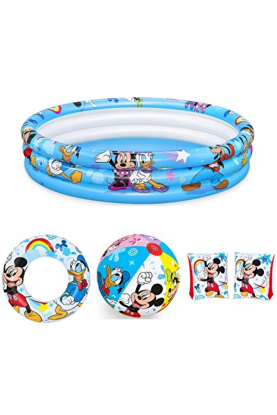 BESTWAY Mickey Çocuk Havuzu - Simit - Kolluk - Plaj Topu Seti