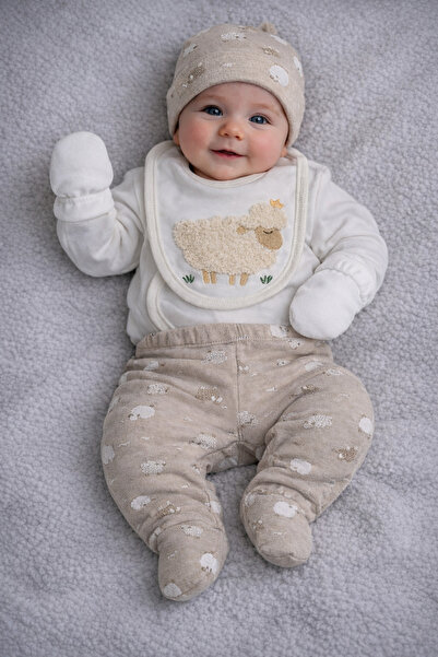 Baby Kuzu Nakışlı 5'li Yenidoğan Bebek Takımı