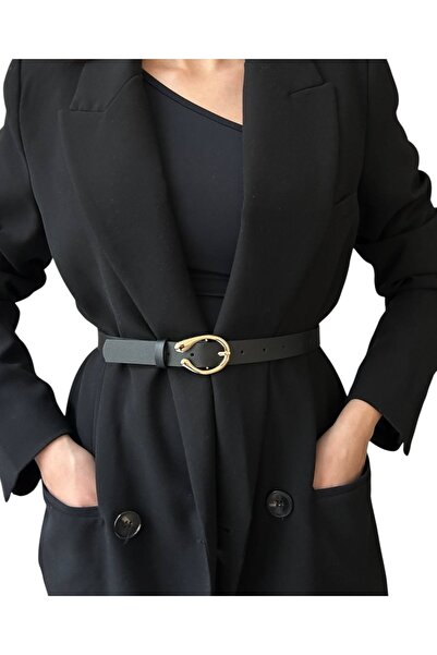 stravis Gold Oval Buckle Belt