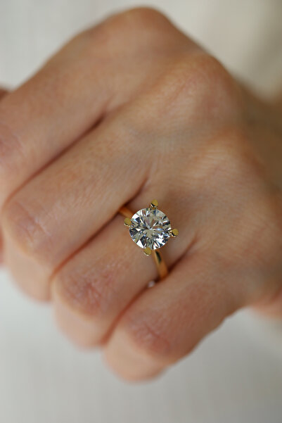 Yenigün Kuyumculuk 14 Ayar Altın Zarif Taşlı Tektaş Yüzük