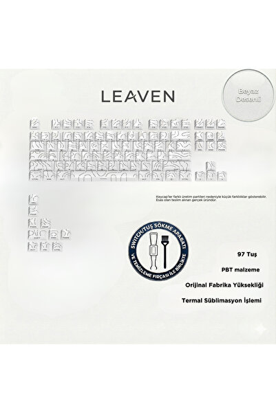 Leaven MEKANİK KLAVYE TUŞ TAKIMI-PBT ÇİFT BASKI KEYCAP SETİ- ÇİZGİ DESENLİ 97...