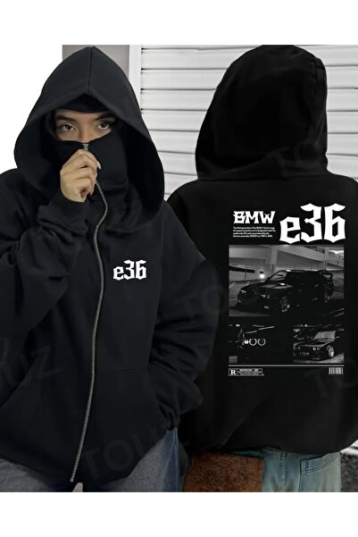 Le Savu E 36 cu imprimeu Mască de zăpadă unisex cu glugă fermoar supradimensi...