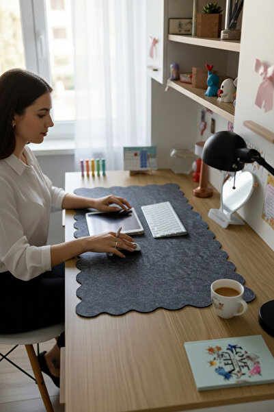 Next Craft Felt Mouse Pad Curved Large Desk Organizer Table Top Mat 140X65 cm...