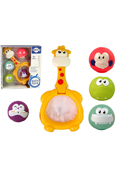 LEAN Giraffe mini basketball basket bath toy with rubber balls