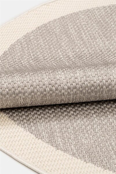 outlet halı deposu istanbul halı deposu Gri Dokulu Yuvarlak Sisal Halı