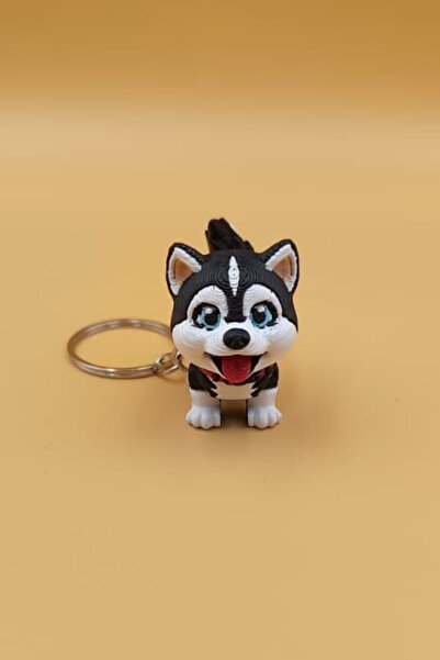 Rodopiva سلسلة مفاتيح متحركة على شكل كلب هاسكي (الكلب السيبيري) لطيف، زينة لل...