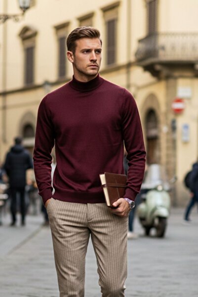 Livio Ferri Lier Half-Throated Regular Fit Men's Sweater Plain Knitwear