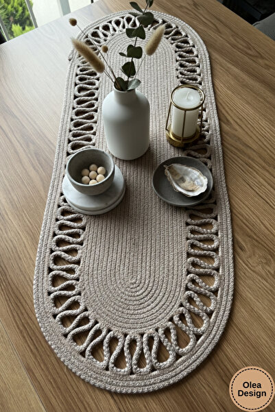 Olea Desenli, Jüt, Kırçıllı, Polippolyester, Hasır, Amerikan Servis, Masa, Se...