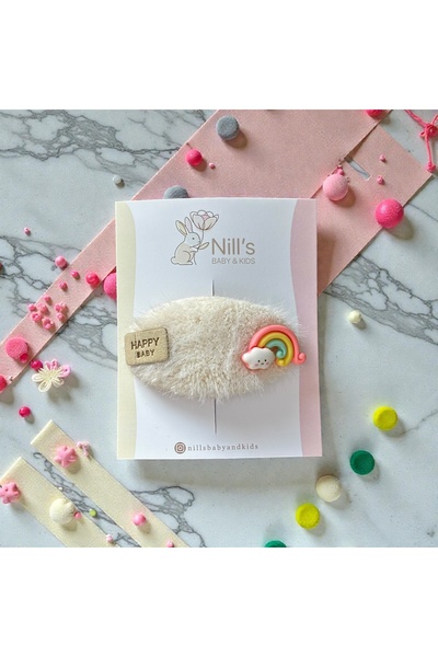Nills Baby & Kids White Plush Rainbow Figured Baby Buckle – Soft Textured
