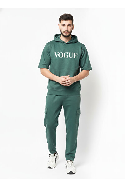 STITCH by MH Men’s Premium Maroon Athleisure Set – "VOGUE" Graphic Hoodie & C...