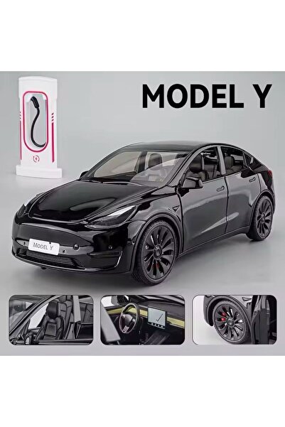 SCOWETTO سيارة تسلا موديل Y مصبوبة مع صوت وإضاءة وأبواب قابلة للفتح ومحطة شحن...