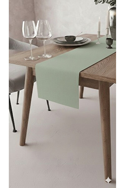 GLOMAR Water Green Runner Tablecloth Water Repellent Stain Resistant Fabric M...