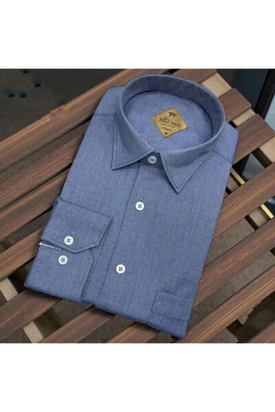 GÖMLEK GALERİSİ Men's Classic Wide Cut Straight Oxford Long Sleeve Shirt