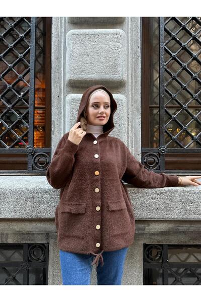 LUNES Soft Textured Beard Knitwear Cardigan with Hood