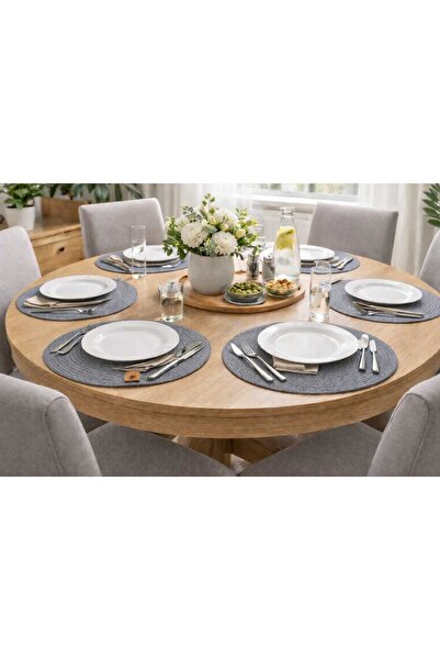 ANUK GRUP 6 ADET Krem Hasır Supla Amerikan Servisi Sunum Tabak Altlığı