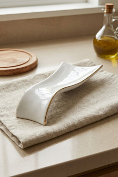 Minole Handmade Ceramic Ladle – Stylish Kitchen Accessory with Gold Gilding D...