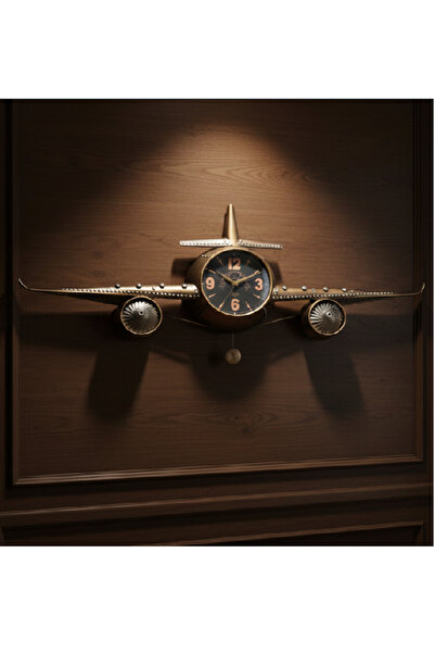 Flower Toys Loft Serisi Retro Uçak Kanadı Tasarımlı Metal Duvar Saati