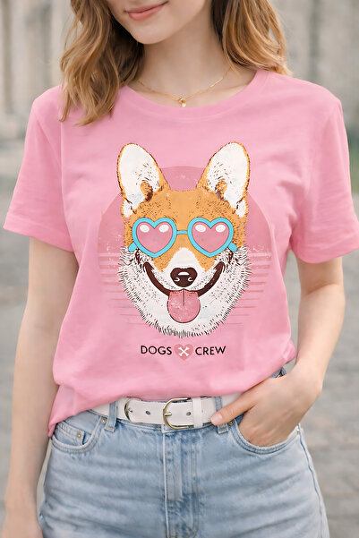 ArtYus Heart-Eyed Dog Printed Oversized T-Shirt