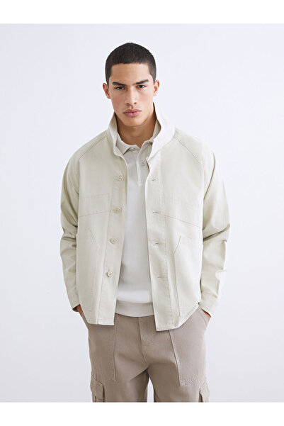 LC Waikiki Ανδρικό πουκάμισο μπεζ Loose Fit Gabardine