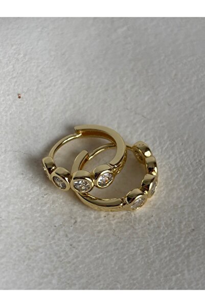 BHR AKSESUAR Gold Zircon Stone Earrings (1.5 cm)