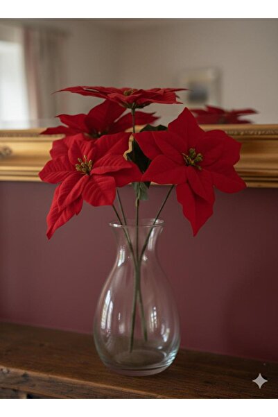 YASİMA Artificial 5-Branch Red Star Flower
