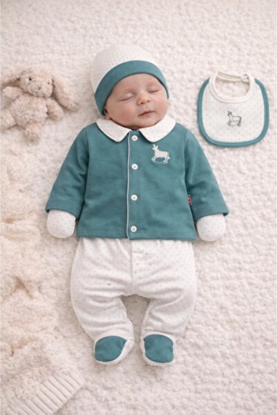 HANNA Embroidered Bymurat baby set 5 pieces made of cotton - green