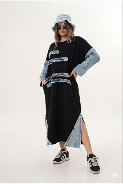 shE tekstil Design 3 Thread Denim g Paneled Wide Fit Dress