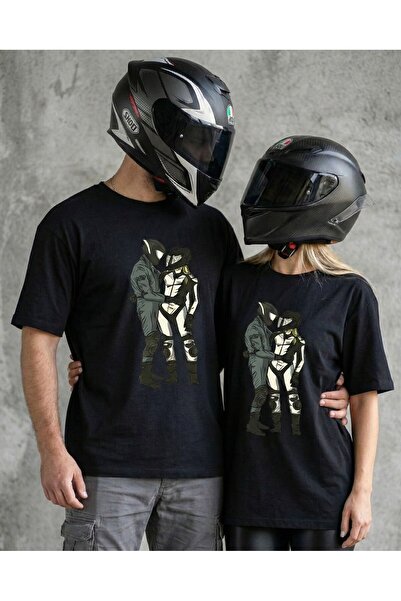 LELVANİ Motorcycle Lovers Printed Pattern Couple T-Shirt