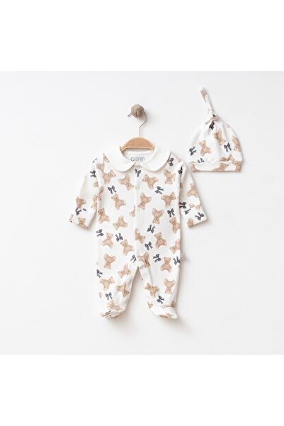 TOFFERS Bear Baby Unisex Fiyonk Desenli Çıtçıtlı Bebek Tulum
