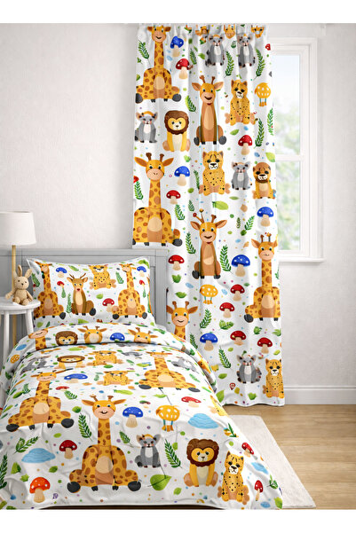 AYSHOME Ays Home Children's Giraffe Pattern Fiber Quilt, Pillowcase and Curta...