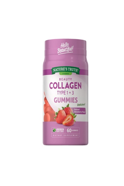 Natures Truth نيتشرز تروث بيوتي كولاجين 1 و3 60 قطعة حلوي بالفراولة