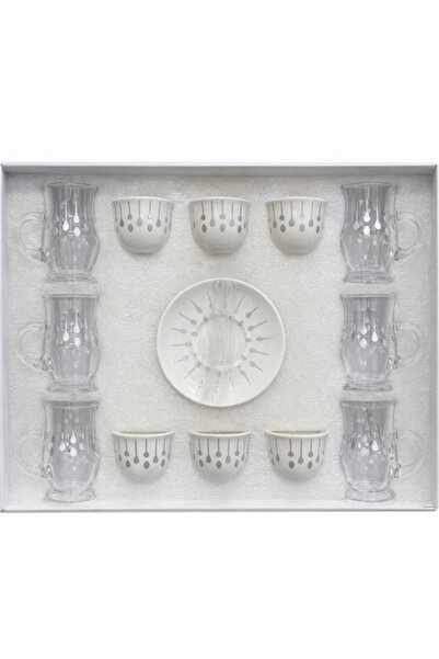 Urbanza 18-Piece Elegant Tea & Coffee Glass and Cup Set with Saucer – Silver ...