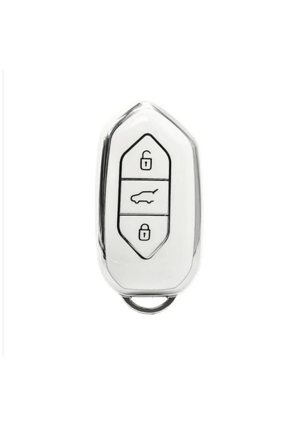 AutoHan Keys غطاء مفتاح ذكي Togg T10x T10F، 3 مفاتيح، حماية نانو، أبيض-فضي