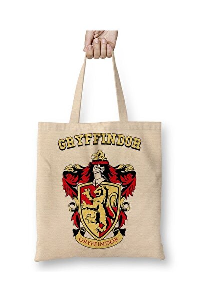 Toyaso Geantă din pânză albă Gryffindor 02, geantă de cumpărături cu mâner lu...