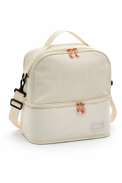 Urbanza Premium Cream Insulated Lunch Backpack with Dual Compartments for Tra...