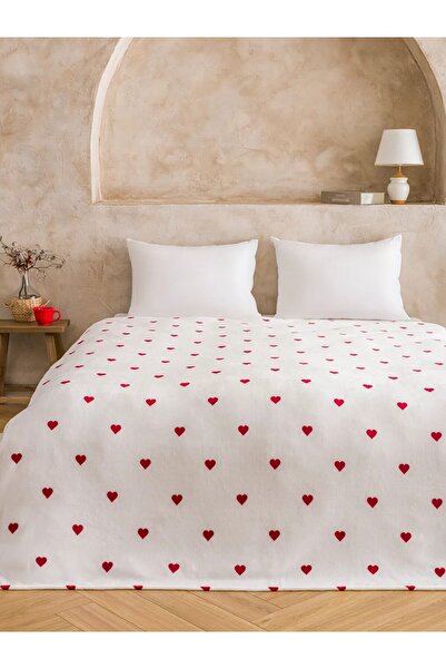 LC Waikiki LCW HOME Kırmızı Kalp Desenli Çift Kişilik Battaniye