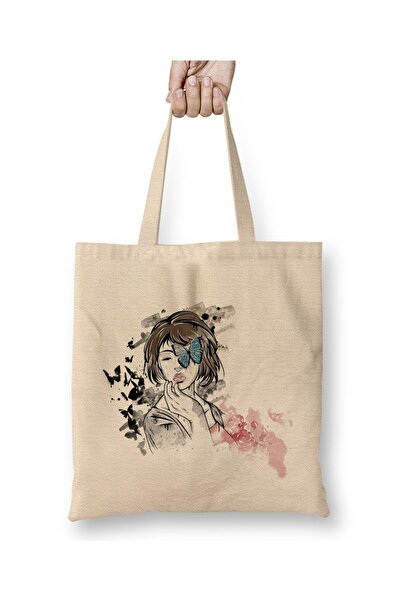 Toyaso Η ζωή είναι περίεργη Λευκή Τσάντα Καμβά Μακρύ Χερούλι Τσάντα Ψώνια Τσά...