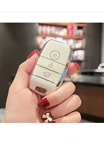 AutoHan Keys غطاء مفتاح كيا ريو سييد سبورتاج بدون صوت باللون الأبيض والفضي