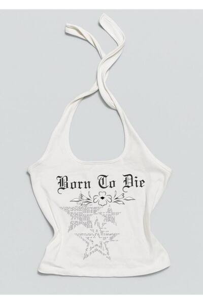 MAYDAY CULTURE Kadın Boyundan Bağlamalı Üst Bluz Crop Top Likralı