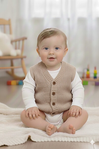 Mihrumay Bebek ve Çocuk Düz Desenli Triko Yelek