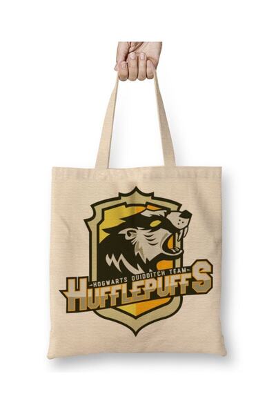 Toyaso Hufflepuff Λευκή Τσάντα Μάλλας με Μακριά Χερούλι Σακούλα Αγορών Παραλίας