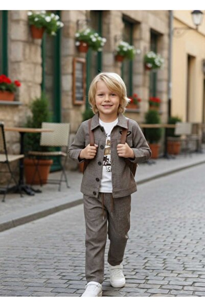 zavera for kids Αγόρι Παιδικό Λινό Σετ 3 Τεμαχίων με Λεπτομέρειες Τσέπης - 10...