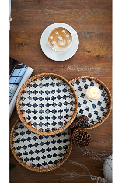 Naciye home Sedefli hasır tepsi