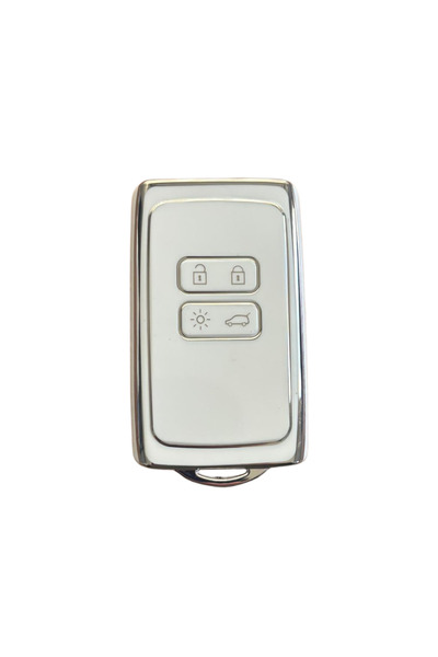 AutoHan Keys غطاء مفتاح نانو أبيض فضي لسيارات رينو كليو وميجان