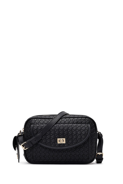 Derimod Women's Black Long Strap Knitted Crossbody Bag 25Wbd238214
