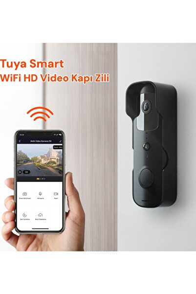 YECO BD-10 Akıllı Görüntülü Kapı Zili – Hareket Sensörlü, IP66, WiFi, Çift Yö...