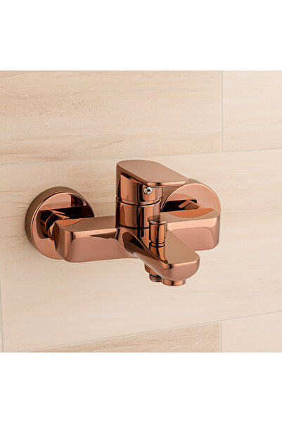 banyosepeti Rose Gold Bakır Duş Bataryası – Lüks Parlak Yüzey, Duvara Monte, ...