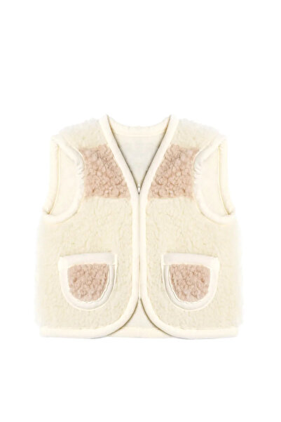 moonrıse Kids' merino wool vest with zipper - Beige