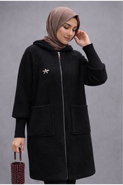 Laurella ROYAL TOUCH KAPÜŞONLU FERMUARLI ANGORA KABAN